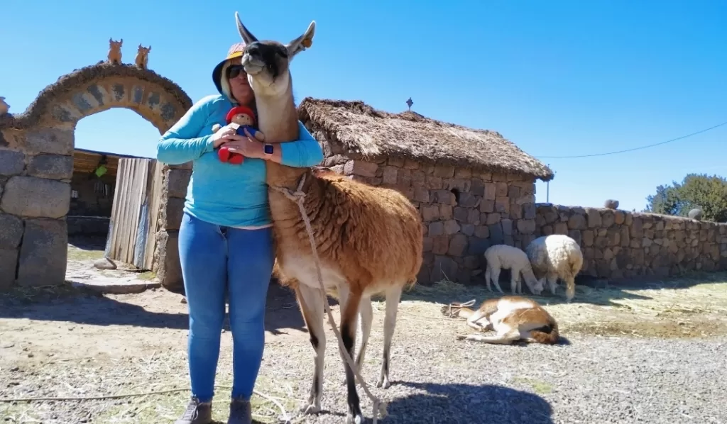 A picture with a Llama in Sillustani