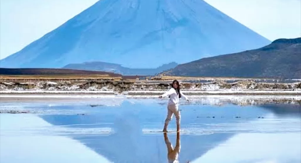 Water mirror effect at Salinas Lagoon Arequipa