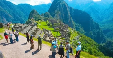 Walking at Machu Picchu archaeological site