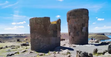 Two funeral towers still standing at Sillustani