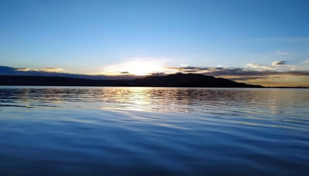 When the sun starts setting over Lake Titicaca