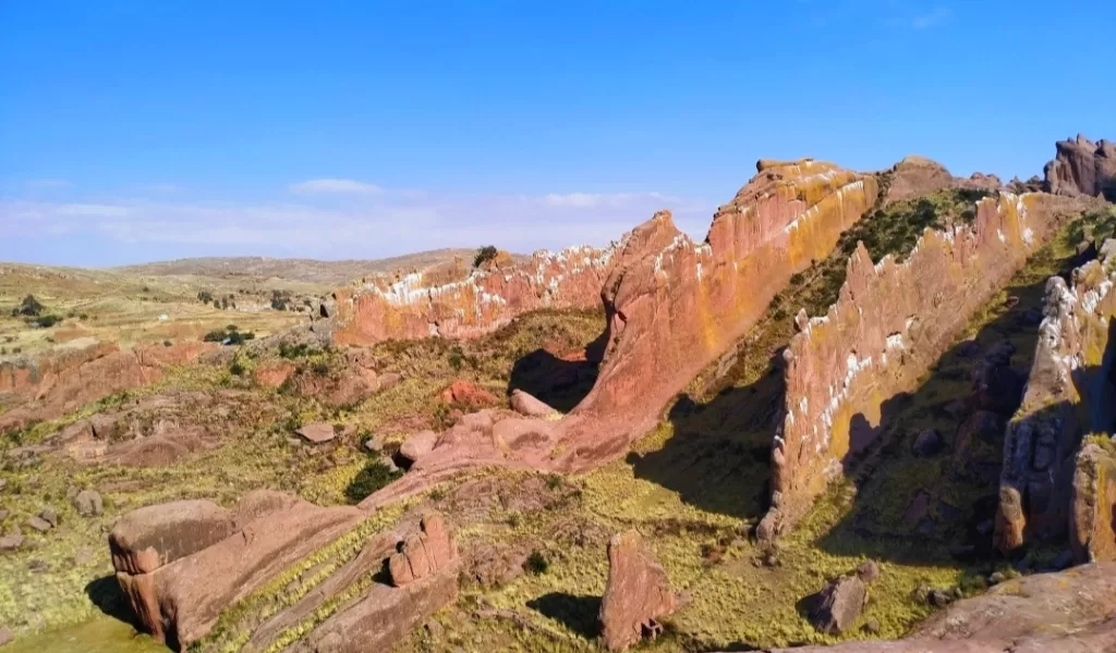 Panoramic picture of the Valley of Spirits or the stone forest in Puno