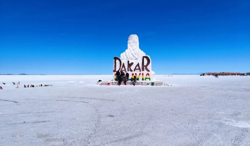 Dakar monument in the salt flats