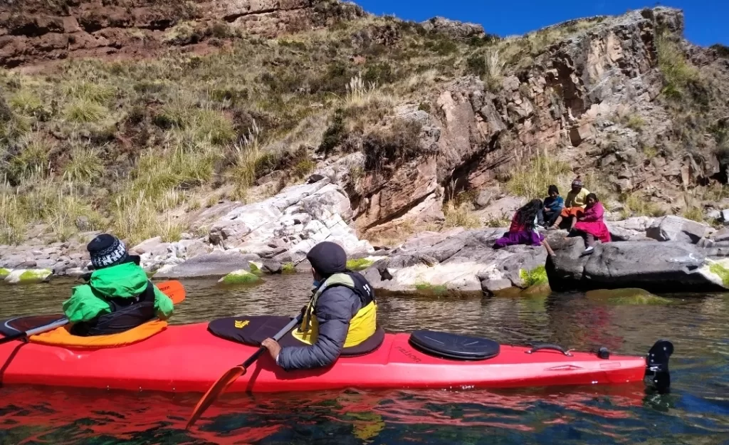 Kayaking at Taquile Island shoreline