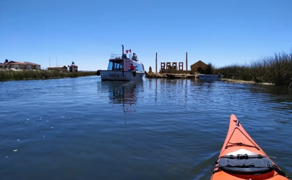 Paddling through the main water channel