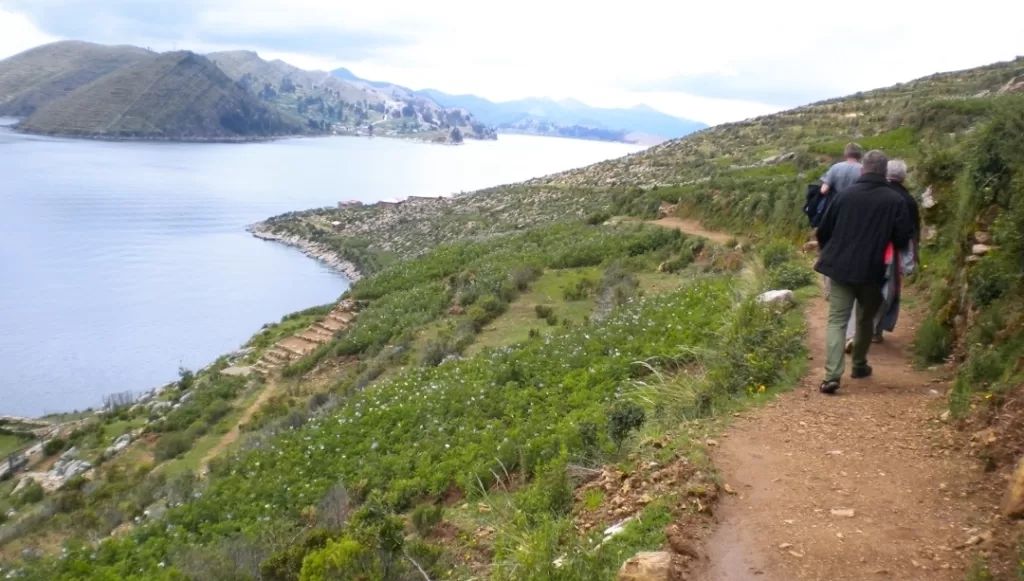 The ancient trail to Pilcocaina temple on Sun Island, Bolivia