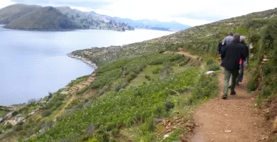 The ancient trail to Pilcocaina temple on Sun Island, Bolivia