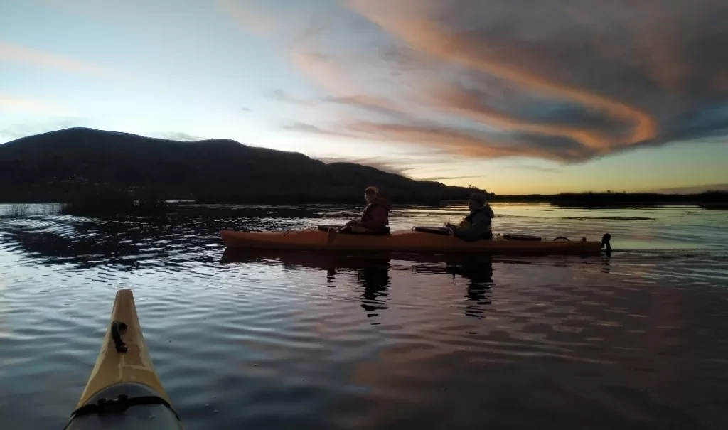 Kayaking at the best time for sunset