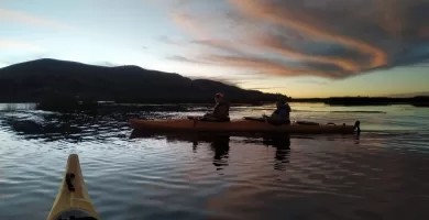 Kayaking at the best time for sunset