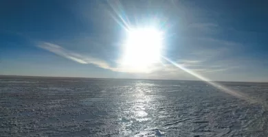 Sun rising over the Uyuni salt flats